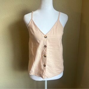 TOPSHOP pink linen blend strappy v neck tank top | 4